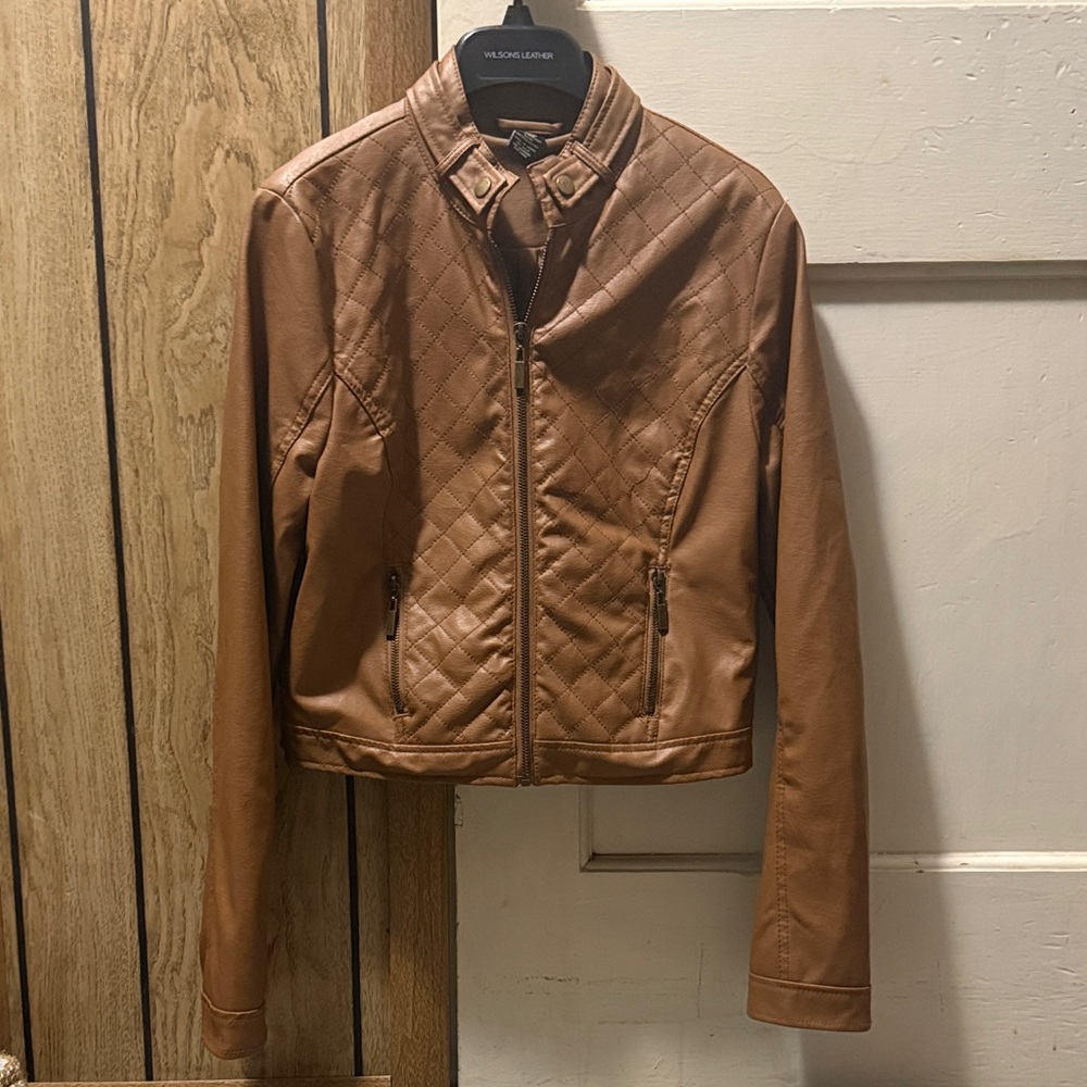 Rue21 Brown Quilted Faux Leather Jacket